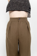 Khaki brown wool tailored trousers