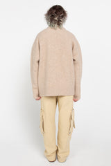 Beige half-zip alpaca sweater