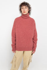 Pink alpaca turtleneck sweater