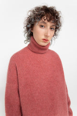 Pink alpaca turtleneck sweater