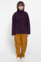 Violet wool belted pullover