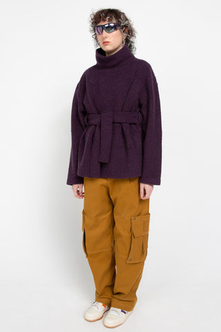 Violet wool belted pullover