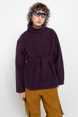 Violet wool belted pullover