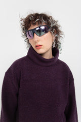 Violet wool belted pullover