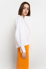 White balloon sleeve blouse