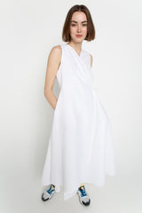White asymmetric wrap dress
