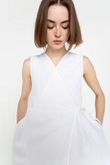 White asymmetric wrap dress