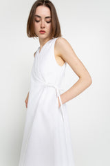 White asymmetric wrap dress