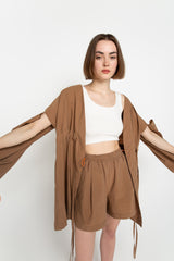 Brown kimono jacket