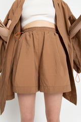 Brown elasticated shorts