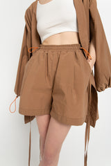 Brown elasticated shorts