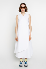 White asymmetric wrap dress