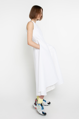 White asymmetric wrap dress