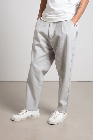 Light grey cotton twill baggy trousers