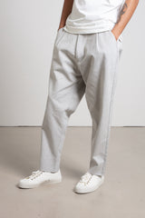 Light grey cotton twill baggy trousers