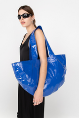 Blue half moon tote bag