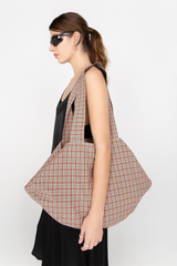 Checked half moon bag