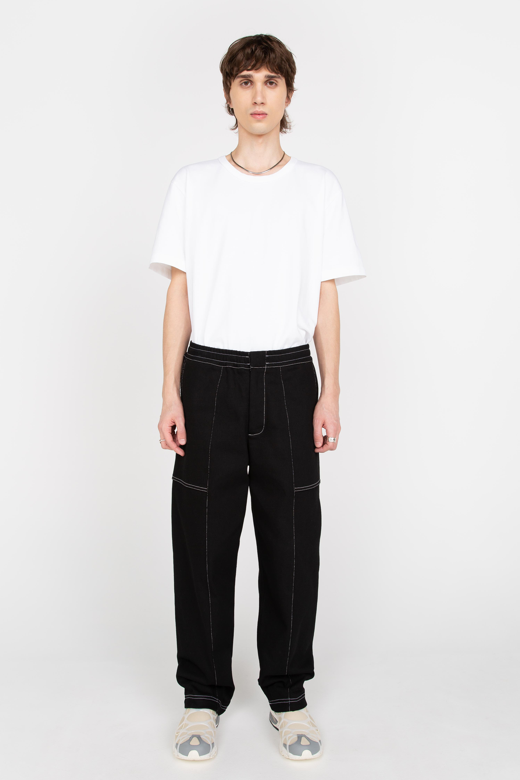 Black straight leg trousers