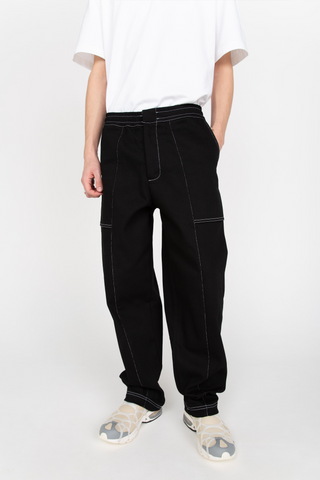 Black straight leg trousers