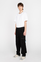 Black straight leg trousers