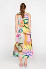 Printed asymmetric wrap dress