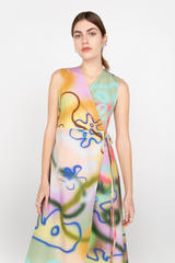 Printed asymmetric wrap dress