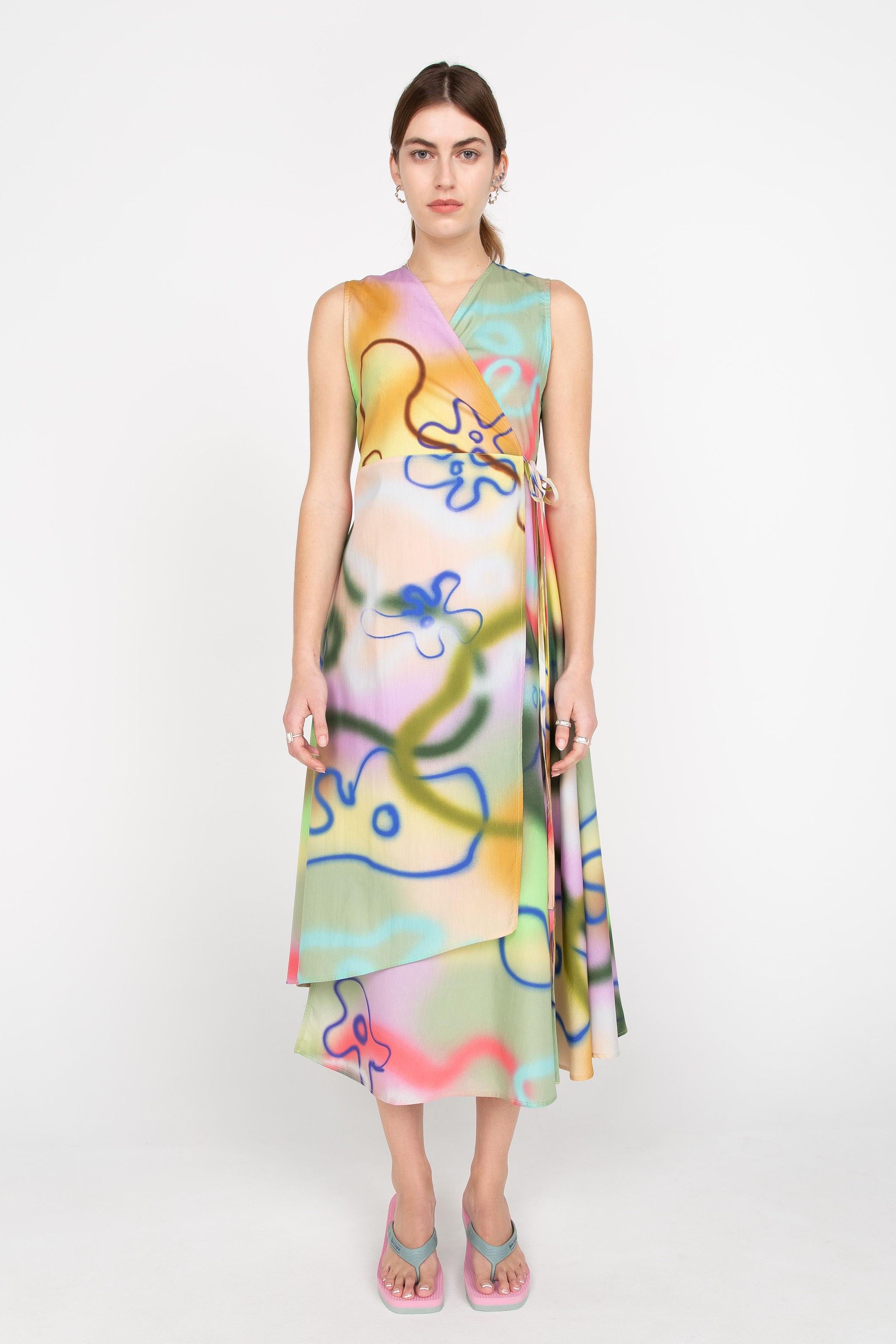 Cos asymmetric silk sales dress with ties