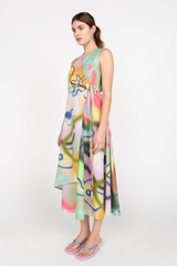 Printed asymmetric wrap dress