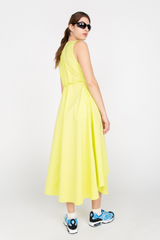 Yellow asymmetric wrap dress