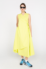 Yellow asymmetric wrap dress