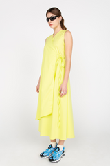 Yellow asymmetric wrap dress