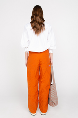 Terracotta elasticated straight trousers