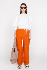 Terracotta elasticated straight trousers