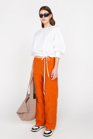 Terracotta elasticated straight trousers