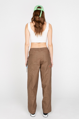 Brown elasticated straight trousers