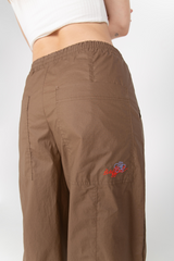 Brown elasticated straight trousers