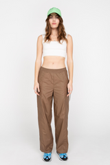 Brown elasticated straight trousers