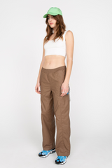 Brown elasticated straight trousers