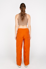 Terracotta elasticated straight trousers