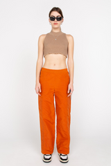 Terracotta elasticated straight trousers