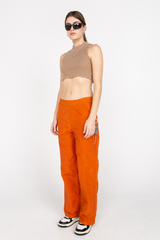 Terracotta elasticated straight trousers